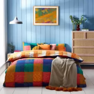 Image of Alma Checked Pastel Duvet Cover Set Multi