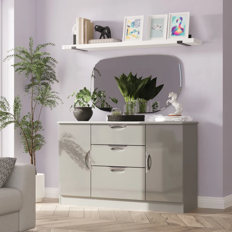 Image of Swift Alva Ready Assembled 2 Door 3 Drawer Sideboard Grey Gloss WPZHI Unisex