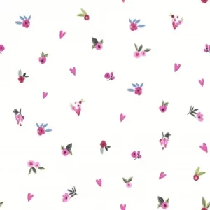 Image of Arthouse Paris with Love Floral Embossed Glitter White and Pink Wallpaper
