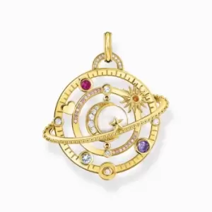 image of Sterling Silver Gold Plated Planetary Ring With Stones Pendant PE953-776-7