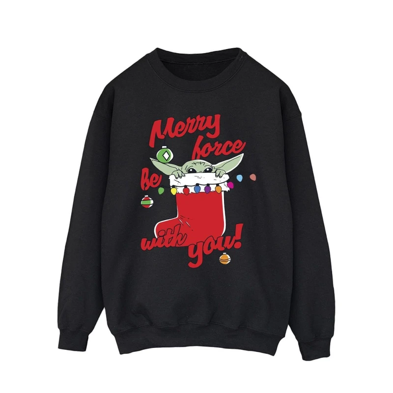 Image of Star Wars Star Wars Men Merry Force Be With You Sweatshirt in Black Size: Small Black S Male 5063376849470