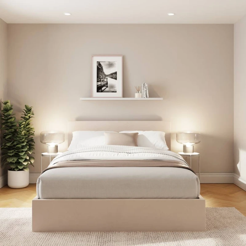 Image of GFW End Lift Ottoman Storage Bed Velvet in Natural Size: King Natural Unisex King
