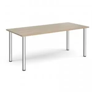 image of Rectangular chrome radial leg meeting table 1800mm x 800mm - barcelona