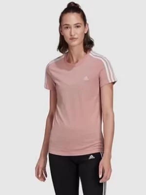 Image of Adidas Essentials 3 Stripes Tee, Mauve Size M Women