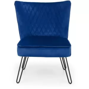Image of Dining Room Chair Blue Velvet Fabric Upholstered - Redditch