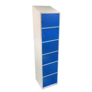 image of Six Tier Hero Metal Locker, Blue Doors, 1950H x 450W x 450D