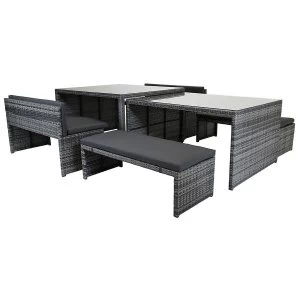 Image of Charles Bentley Rectangular Napoli Rattan Dining Set with Benches