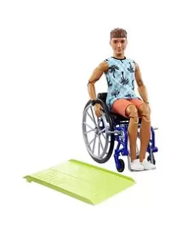 image of Barbie Ken Fashionista Doll #195 With Wheelchair & Ramp