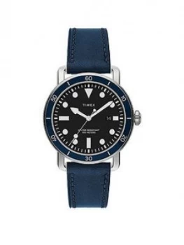 Timex Port 42Mm Blue Leather Strap Watch