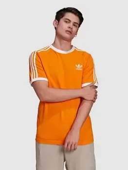 image of adidas Originals 3 Stripe California T-Shirt, Bright Orange Size XS Men