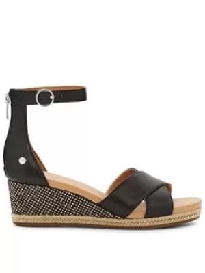 Image of UGG Eugenia Wedge Sandals, Black, Size 7, Women