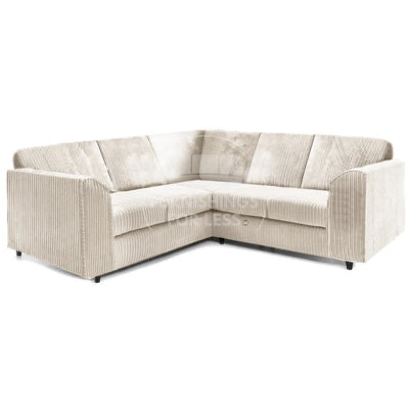 Image of Furnishings For Less UK Ferguson Cream 5 Seater Fabric Corner Sofa L Shaped Jumbo Cord - Full Back