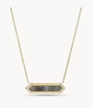 Image of Fossil Women Val Black and Gold Black Mother-of-Pearl Pendant Necklace