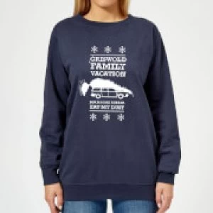 Image of National Lampoon Griswold Vacation Ugly Knit Womens Christmas Sweatshirt - Navy - XS - Navy
