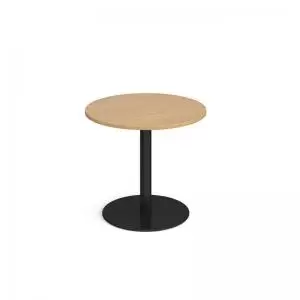 Image of Monza circular dining table with flat round Black base 800mm - oak