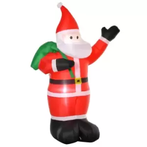 image of HOMCOM 2.4m Christmas Inflatable Santa Holiday Yard Decoration with LED Lights, Indoor Outdoor Lawn Blow Up Decor