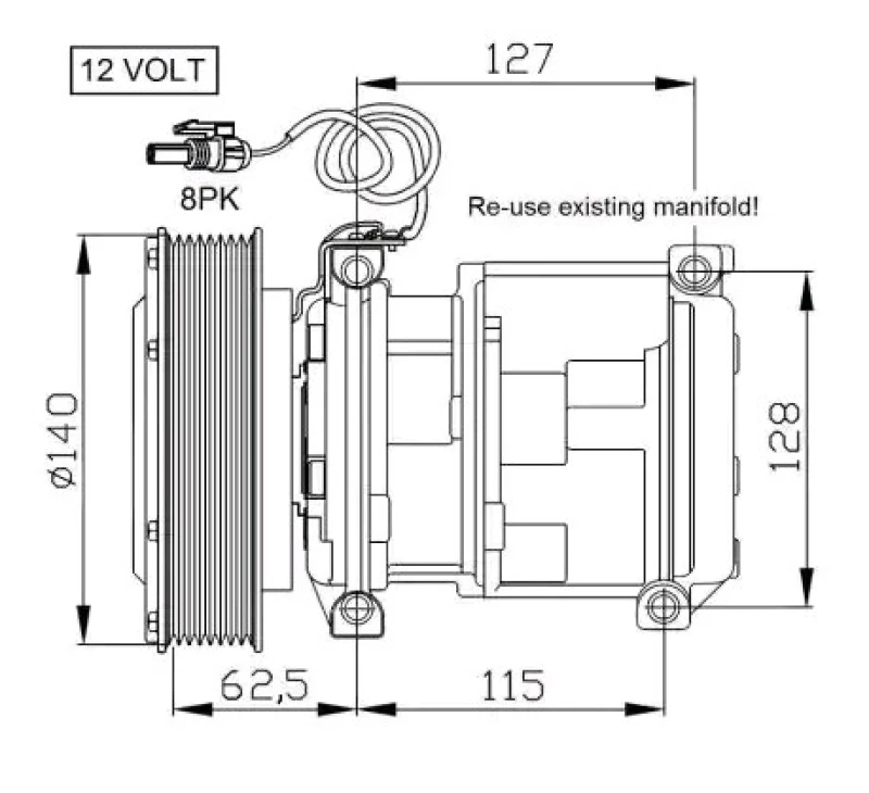Image of NRF 32661 AC Compressor EASY FIT PAG 46, with PAG compressor oil, with gaskets/seals Compressor,air conditioning (447)