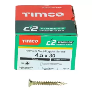 Timco Yellow C2 Strong-Fix Double Countersunk PZ2 Screws - 4.5 x 30mm ( 200 Box )