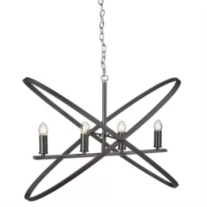 image of Hoopla 4 Light Pendant Pewter, Black, E14