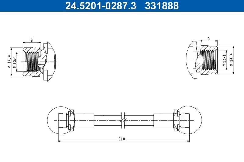 Image of ATE 24.5201-0287.3 Brake Hose Brake Hose (83)