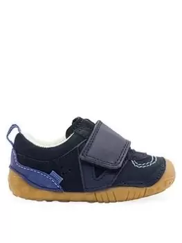 Image of Start-rite Baby Boys Shuffle Soft Nubuck Leather Easy Riptape Shoes - Navy, Size 2.5 Younger