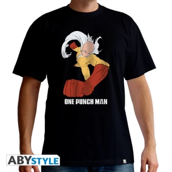 Image of One Punch Man - Saitama Punch Mens X-Large T-Shirt - Black