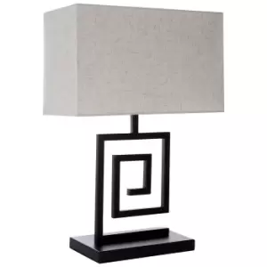 image of Premier Housewares Lupita Table Lamp with Metal Spiral Body & Natural Fabric Shade