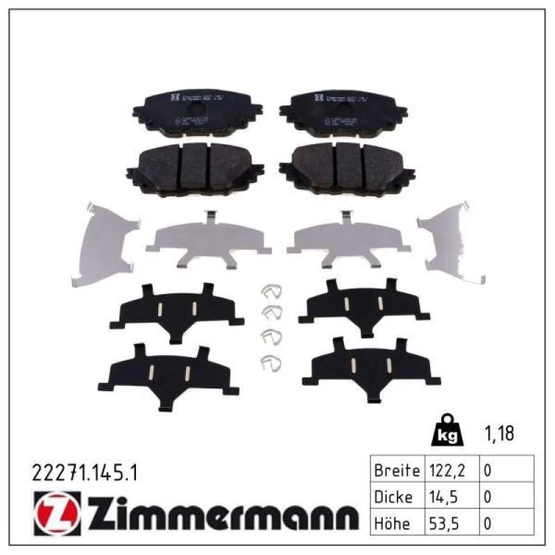 Image of ZIMMERMANN Brake pad set ZIMMERMANN 22271.145.1