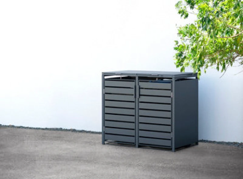 Image of Trimetals Double 240L Anthracite Metal Wheelie Bin Store (1.32m x 0.80m)