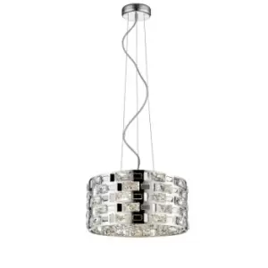 image of Impex Lola 5 Light Chrome Crystal Pendant Ceiling Light