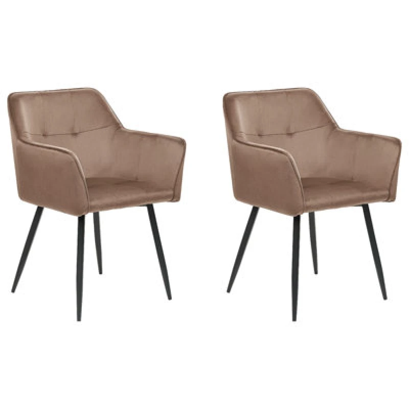 Image of Beliani Set Of 2 Dining Chairs Jasmin Velvet Brown