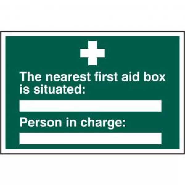 Image of Self adhesive semi-rigid PVC The Nearest First Aid Box Is