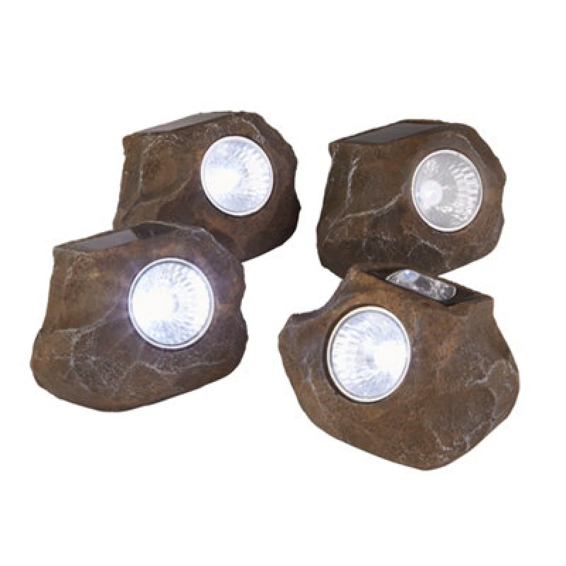 Image of Lighting Collection Kursk Brown Set Of 4 LED Solar Rock Lights