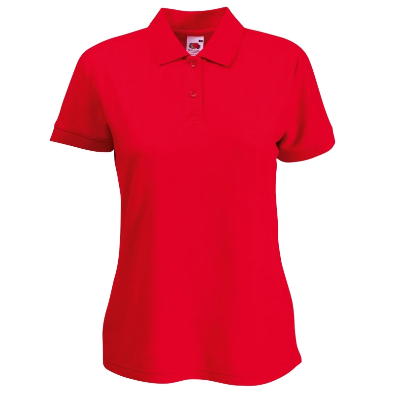 Image of Fruit of the Loom Womens Lady Fit Short-Sleeved Polo Shirt in Red Size: XS Red Female XS