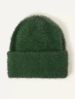 Image of Accessorize Fluffy Beanie, Green, Women