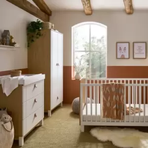 Image of Cuddleco Rafi 3 Piece Nursery Furniture Set - Oak & White