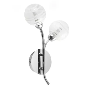 Image of Maze Chrome Twin Wall Light with Glass Globe Shades
