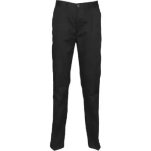 Henbury Womens/Ladies 65/35 Flat Fronted Slim Fit Chino Work Trousers (Small x Long) (Black) - Black