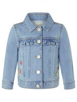 Image of Monsoon Baby Girls Freya Blue Denim Jacket - Blue, Size 6-12 Months