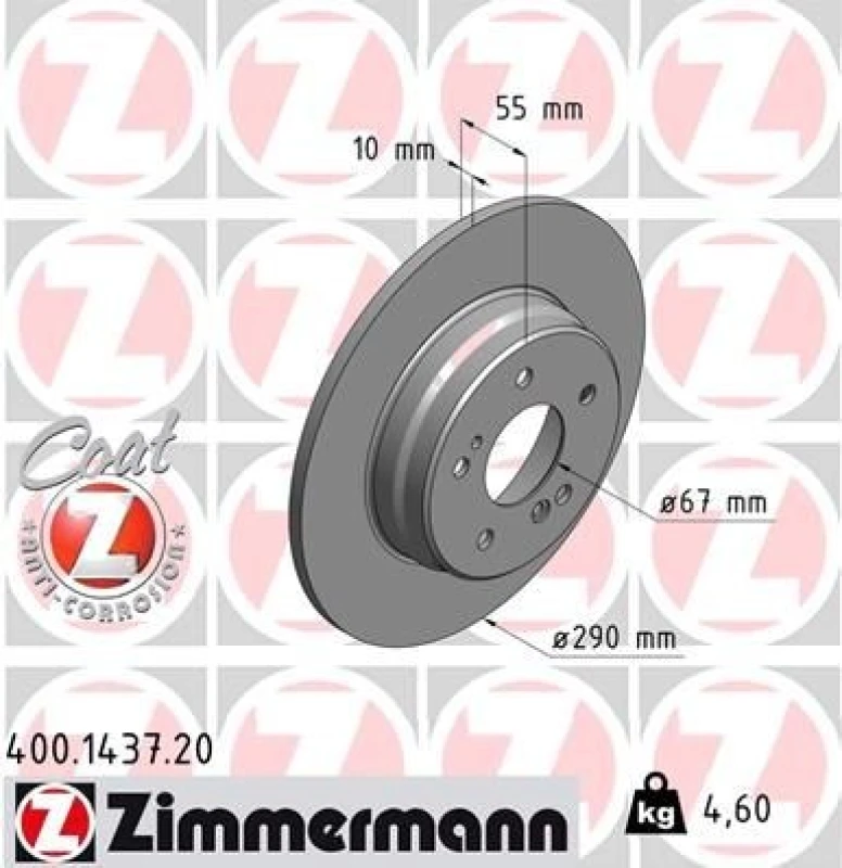 Image of ZIMMERMANN Brake disc ZIMMERMANN 400.1437.20