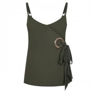 image of Biba Eyelet Cami Top - Forest Night