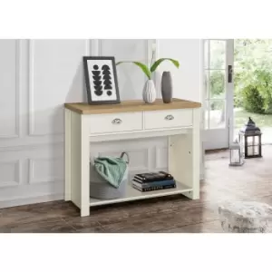 image of Birlea Highgate 2 Drawer Console Table Cream And Oak