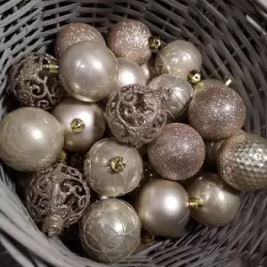 Image of 37pcs 6cm Assorted Shatterproof Baubles Christmas Decoration in Champagne Gold