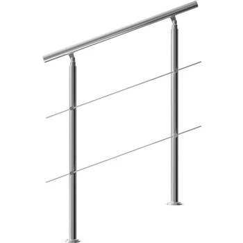Image of Banisters Stainless Steel Indoor and Outdoor Handrail Railing Balustrade Balcony 2 crossbars, 100cm - Monzana