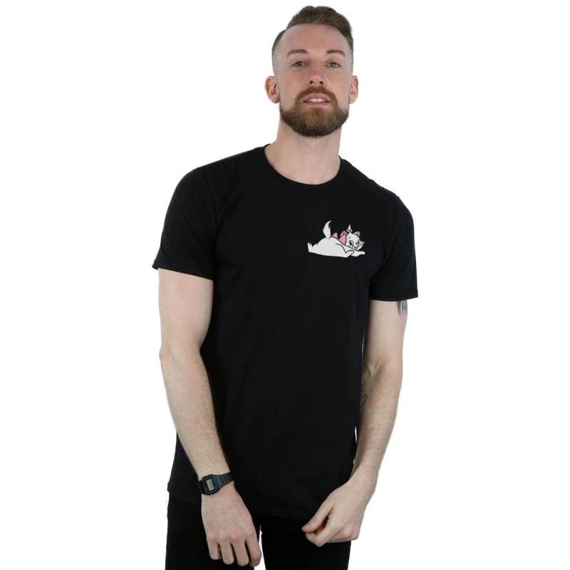 Image of Disney Men Aristocats Marie Sweet Backside Breast Print T-Shirt in Black Size: Small Black S Male 5059114673797