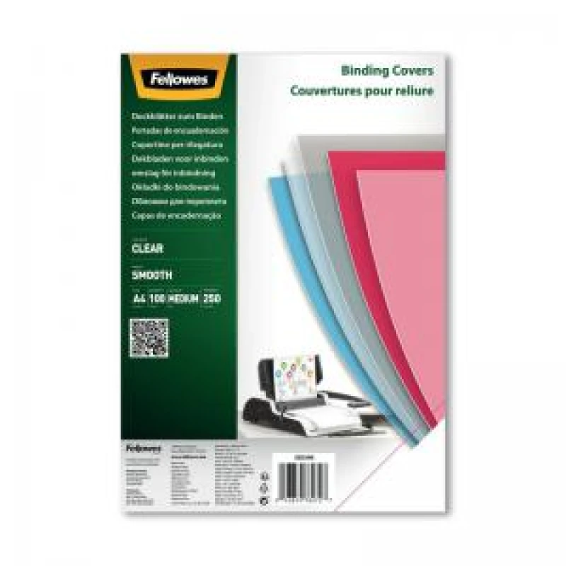 Image of Fellowes Clear PET Binding Cover 250 micron A4 Pack of 100 5384801
