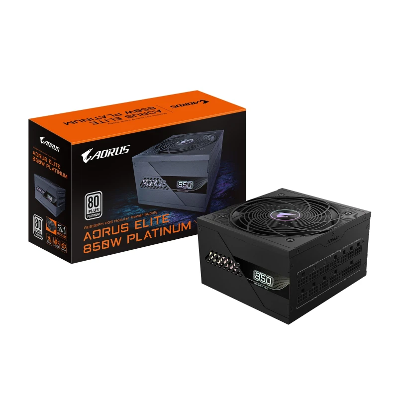 Image of Gigabyte Gigabyte AORUS ELITE P850W Power Supply - PCIe 5.0, 80 PLUS Platinum, Fully Modular Design, 120mm Fan, ATX 3.0 compatible, EU Plug GP-AE850PM
