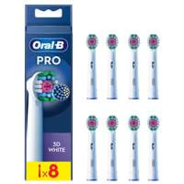 image of Oral B 3D White Replacement Heads with X Filaments Toothbrush 8Pcs