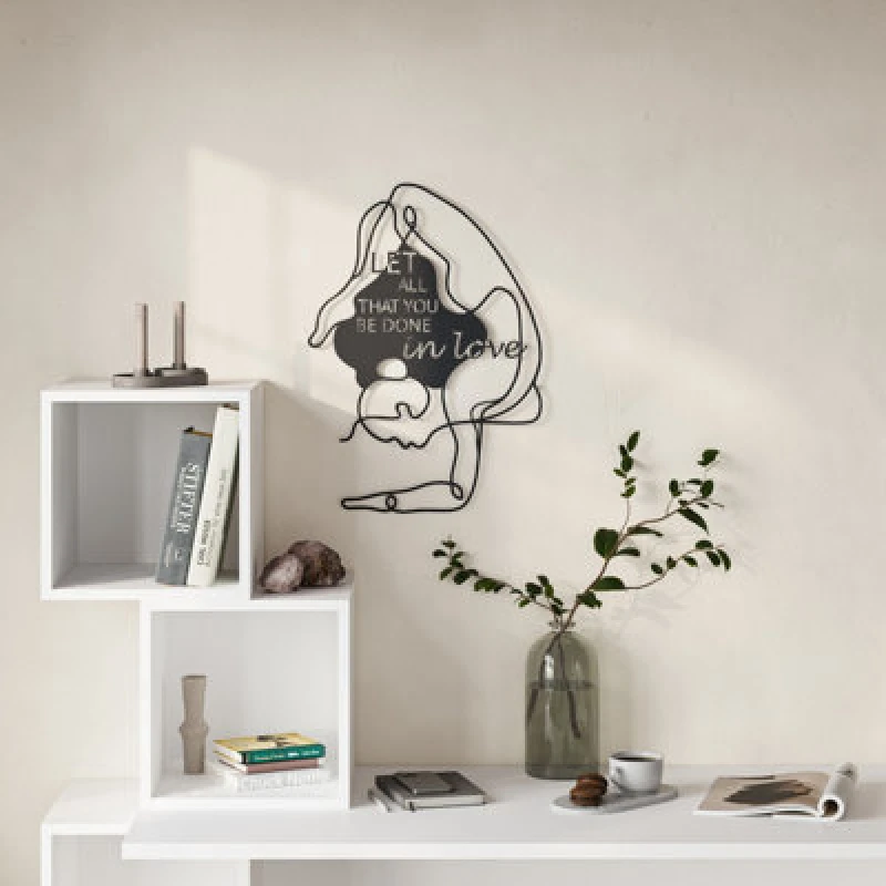 Image of Decortie Do In Love Modern Metal Wall Art Home Decorative Ornament, Black