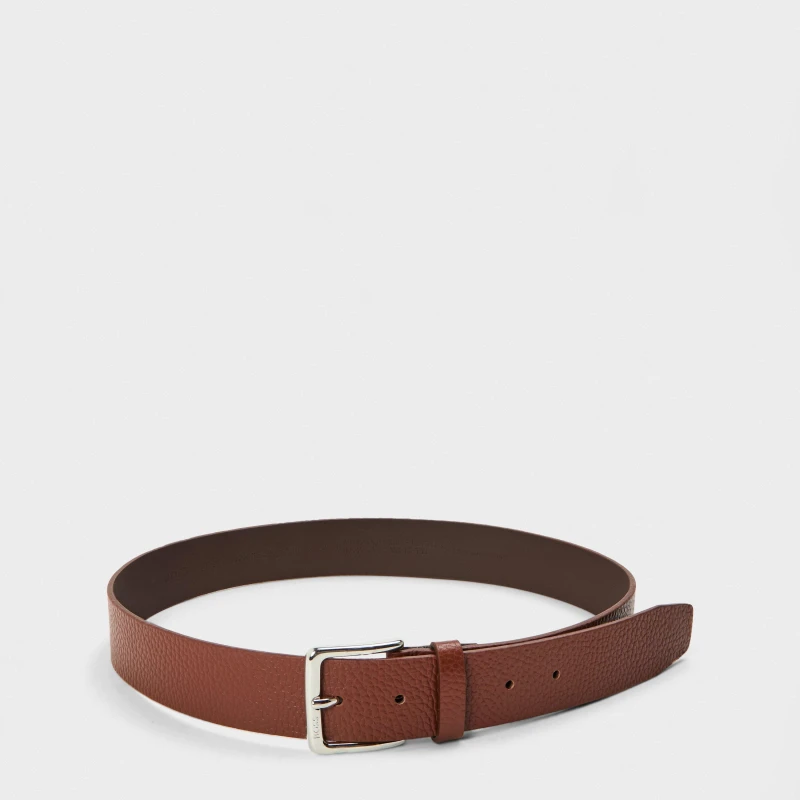 Image of Boss Mens Ronnie Gr Leather Belt Medium Brown male 32R (85cm)